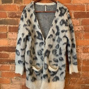 Free People Leopard Print Cardigan, Large